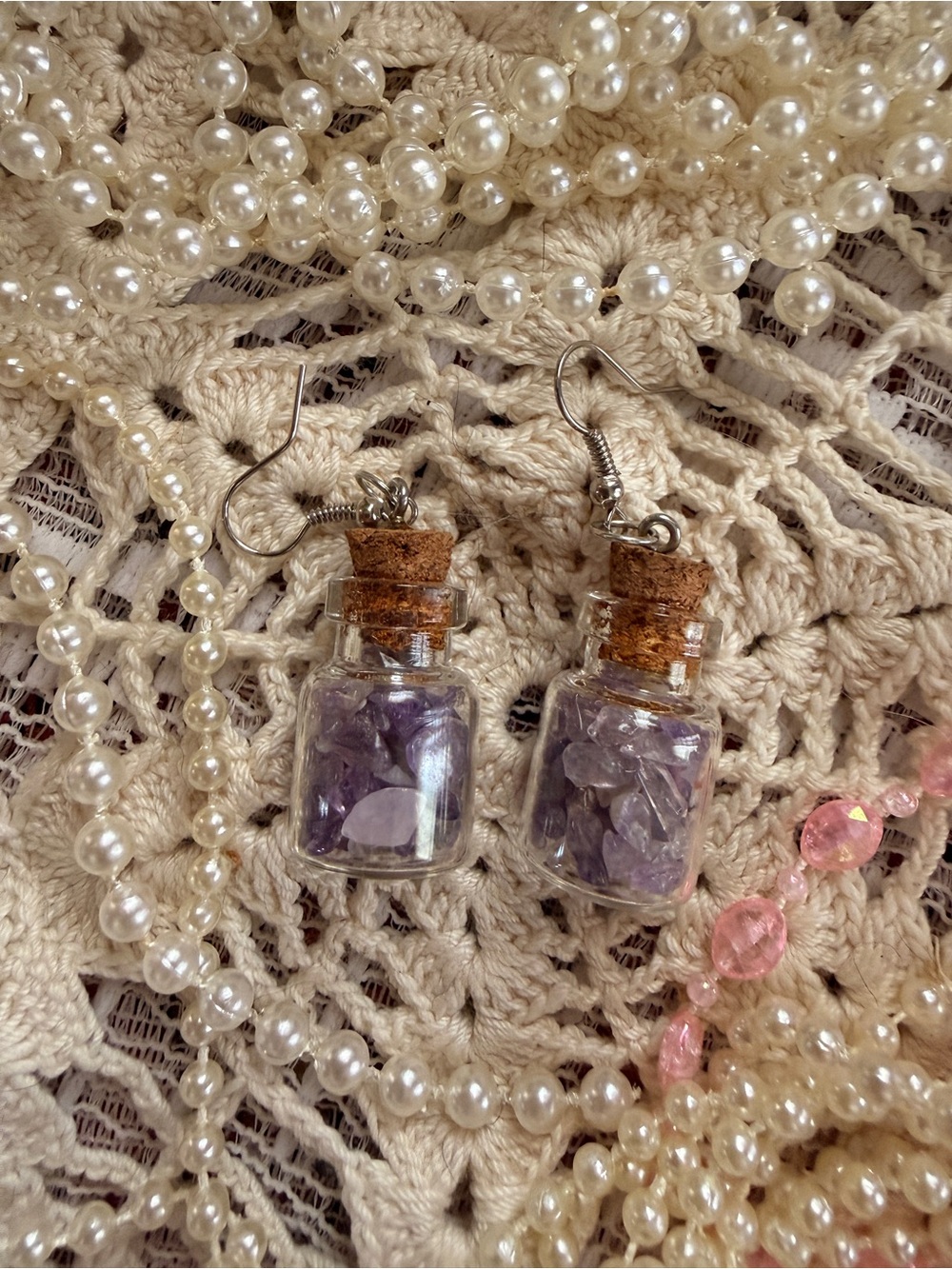 Handmade Purple Crystal Vial Drop Earrings - Brand
